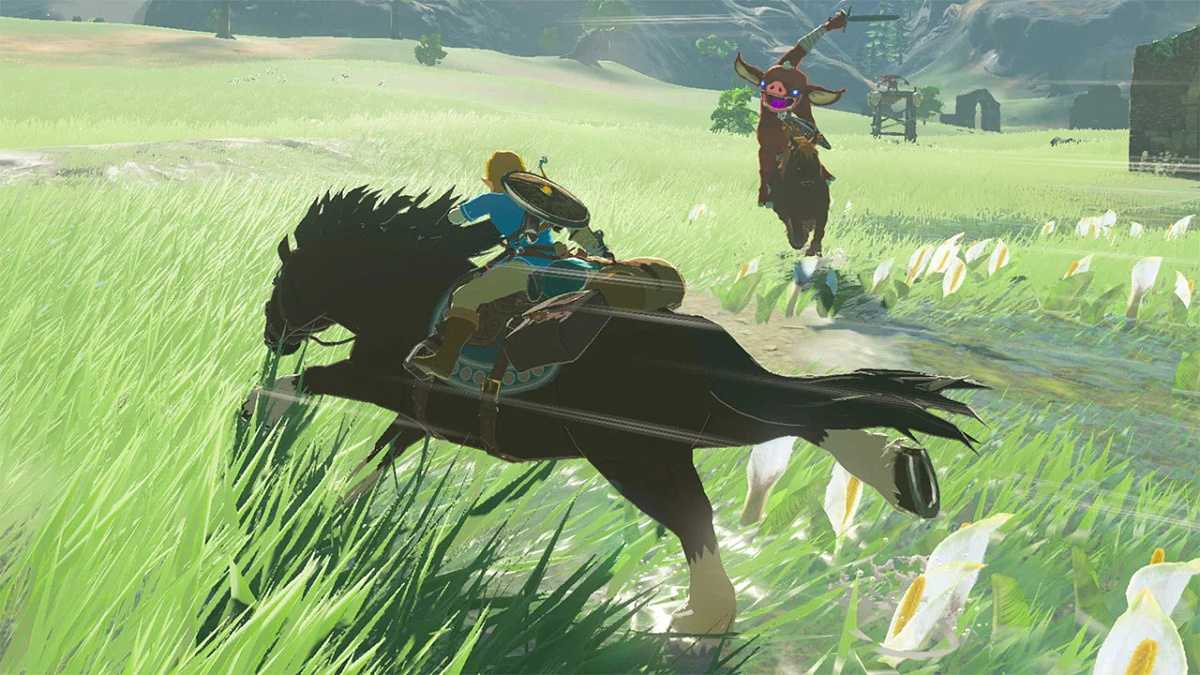 Riding a horse in The Legend of Zelda: Breath of the Wild