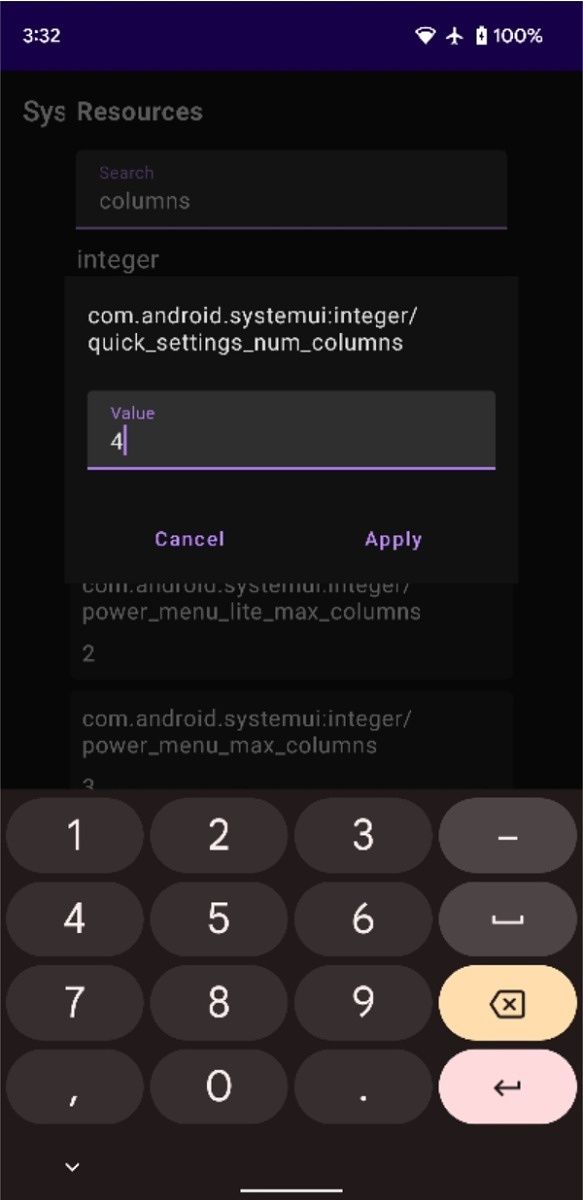 Modifying the number of QS columns