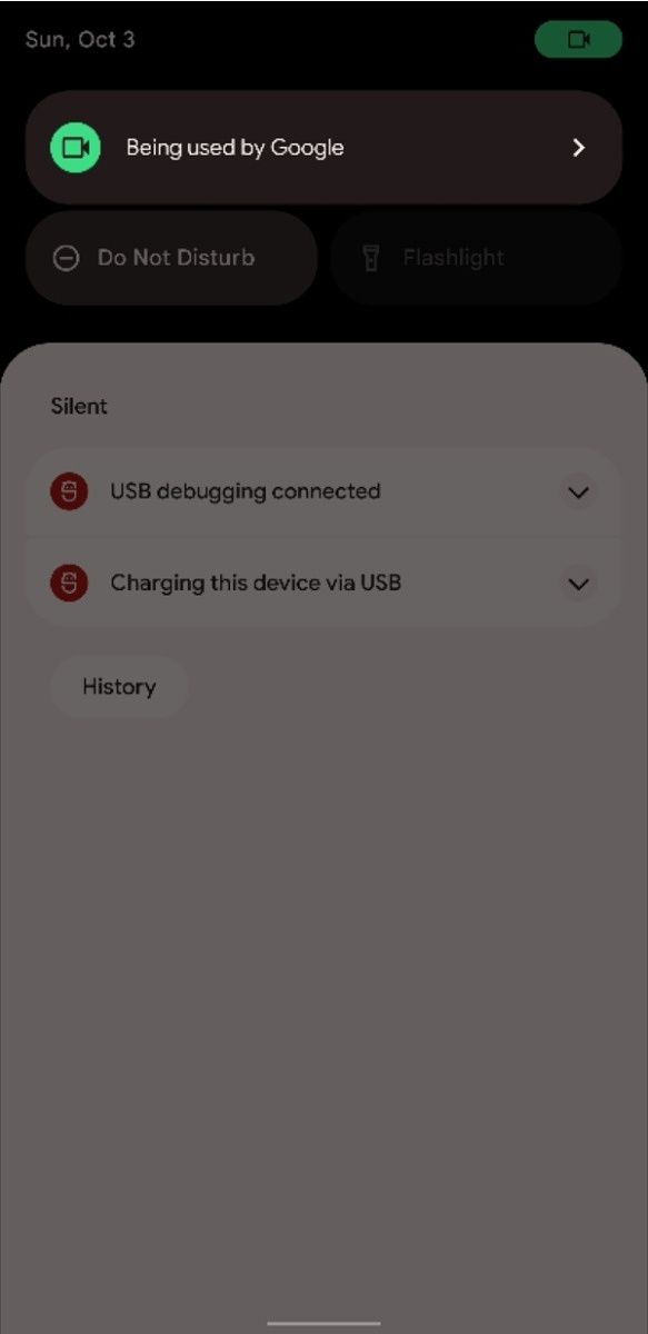 Camera use indicator in Android 12