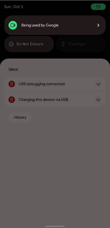 Camera use indicator in Android 12
