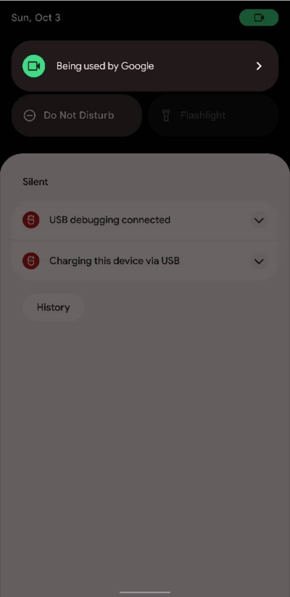 Camera use indicator in Android 12