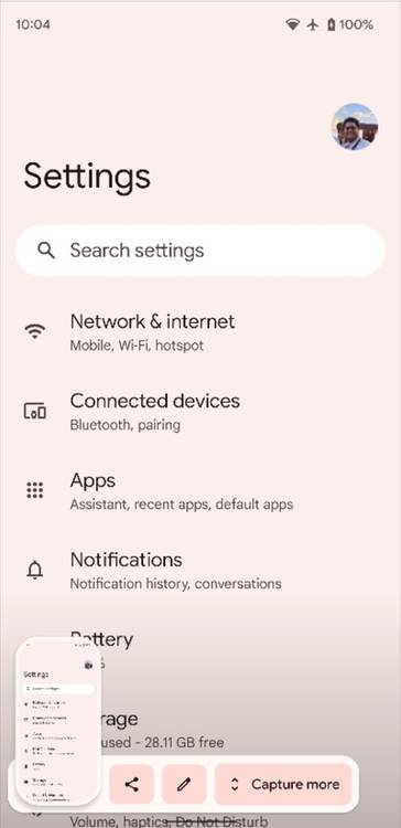 Capture more button in Android 12's screenshot chip