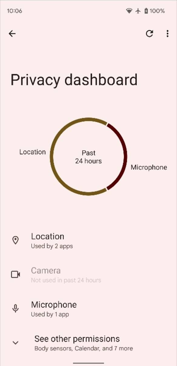 Privacy dashboard home page in Android 12