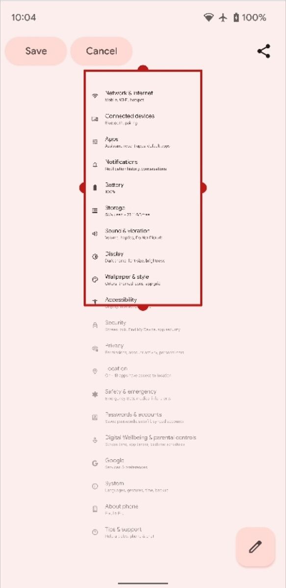 Taking a scrolling screenshot on Android 12