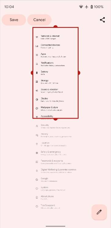 Taking a scrolling screenshot on Android 12