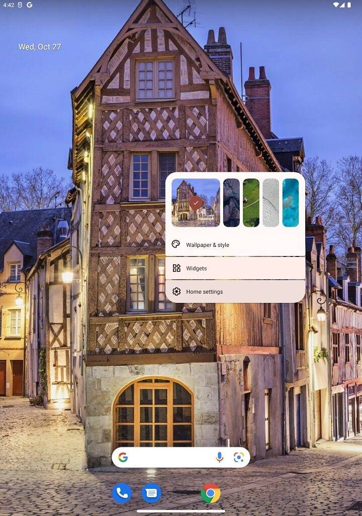 Android 12L quick wallpaper picker UI