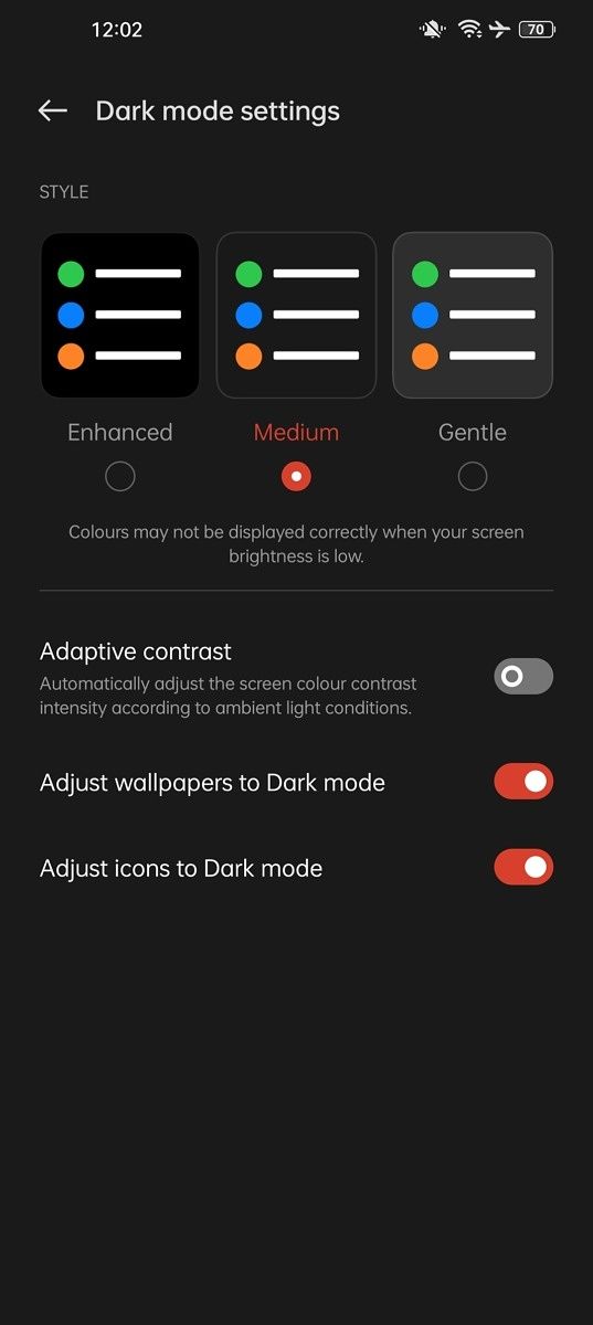 ColorOS 12 dark mode medium