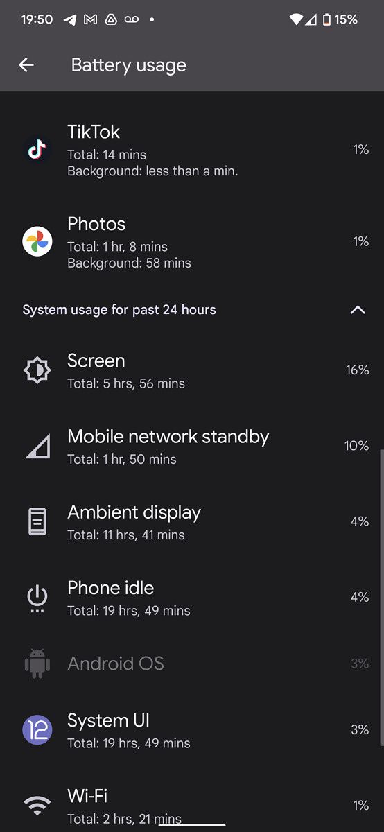 Google Pixel 6 Pro battery stats 2