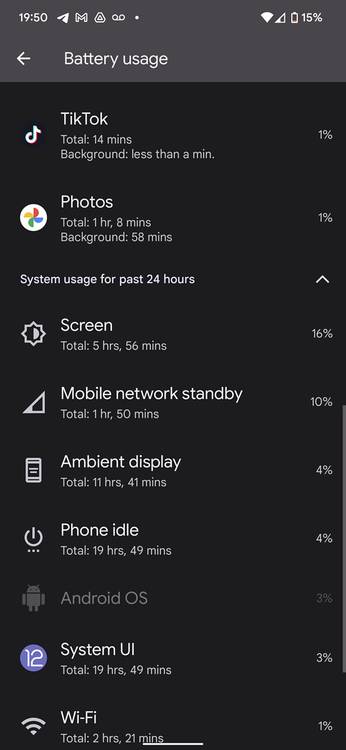 Google Pixel 6 Pro battery stats 2