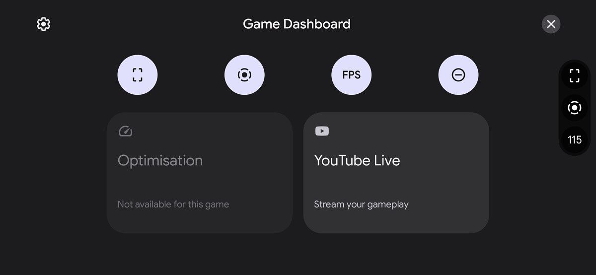 Game Dashboard Google Pixel 6 Pro