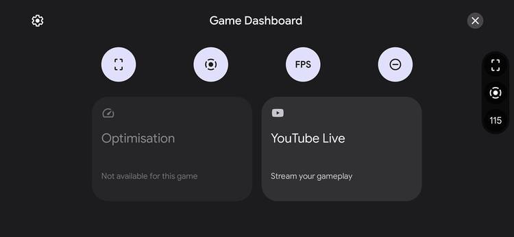 Game Dashboard Google Pixel 6 Pro