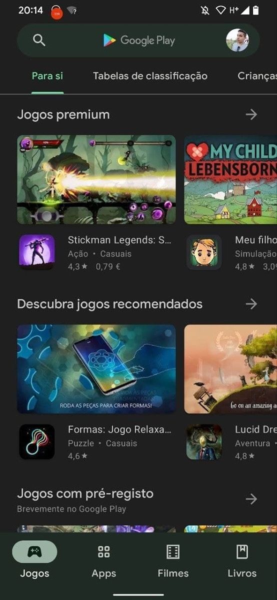 Google Play Store with Material You dark mode