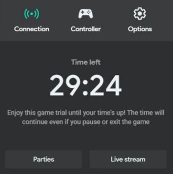 Game trial countdown timer