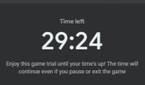 Game trial countdown timer