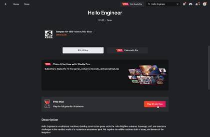Listing page of Teen Engineer on Google Stadia