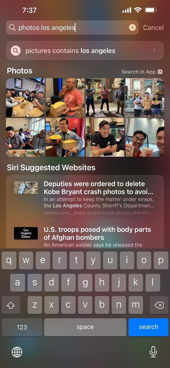 iOS search
