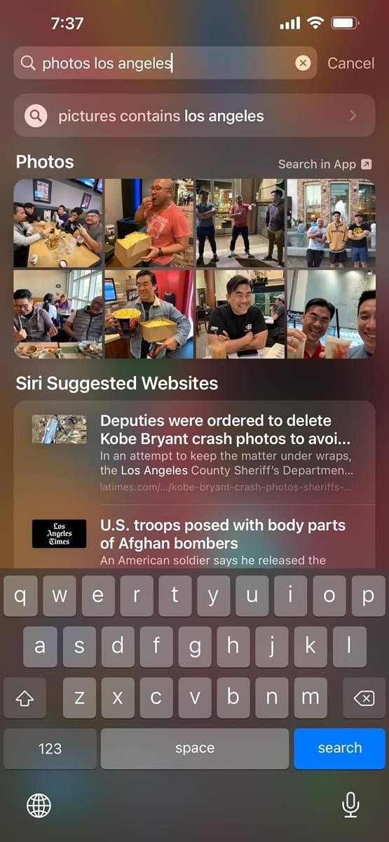iOS search