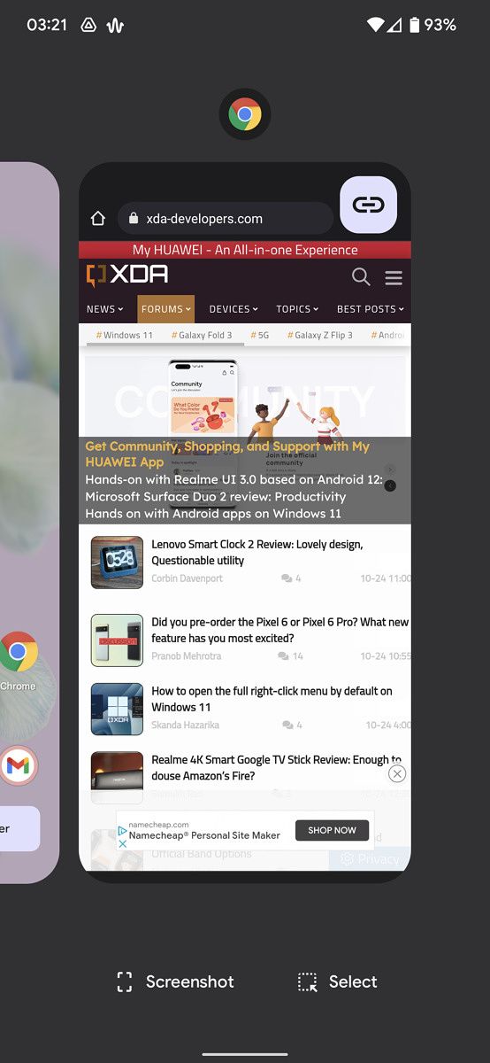 Multitasking share menu Google Pixel 6 Pro