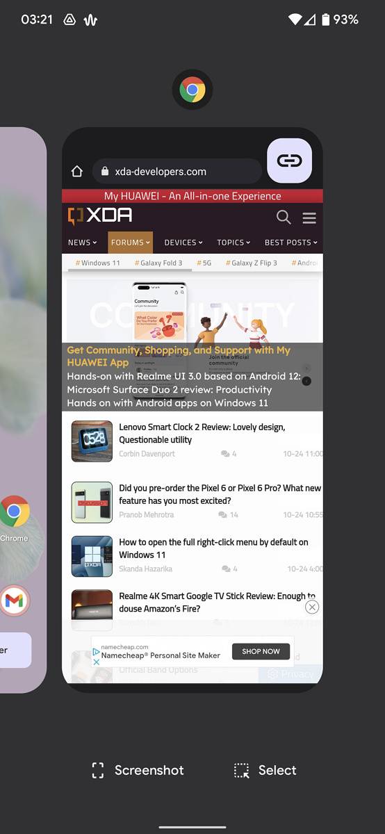 Multitasking share menu Google Pixel 6 Pro