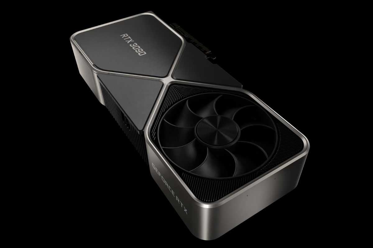 RTX 3090 graphics card on a black background