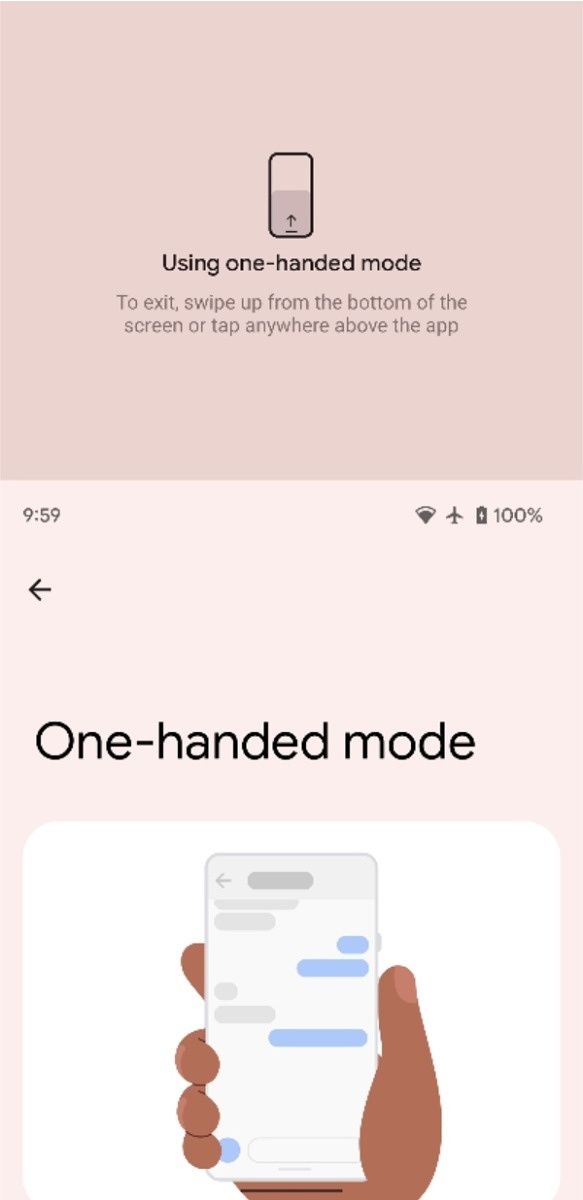 One-handed mode enabled in Android 12