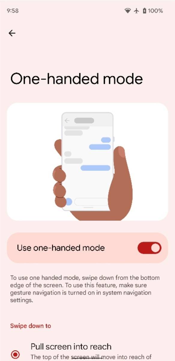 One-handed mode settings in Android 12