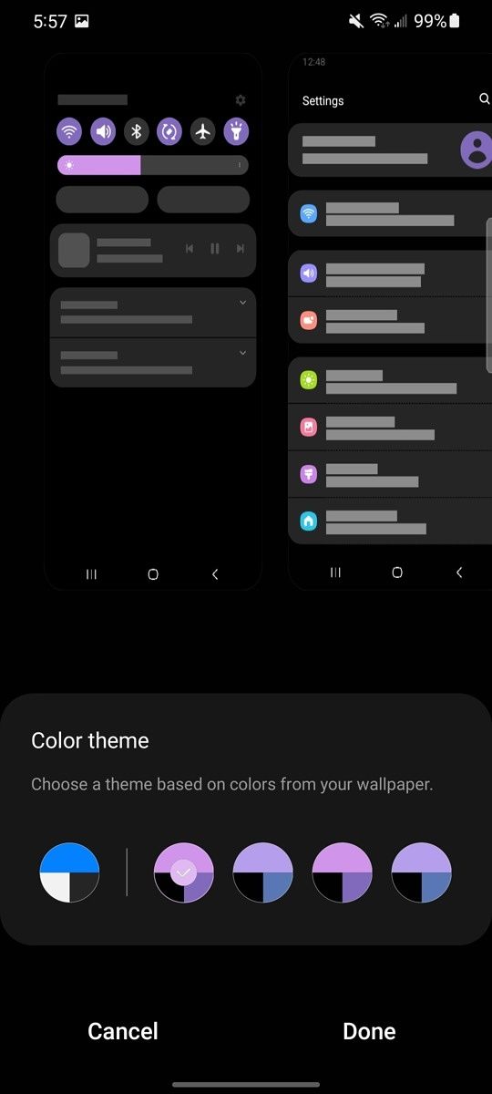 color theme menu 2 one ui 4