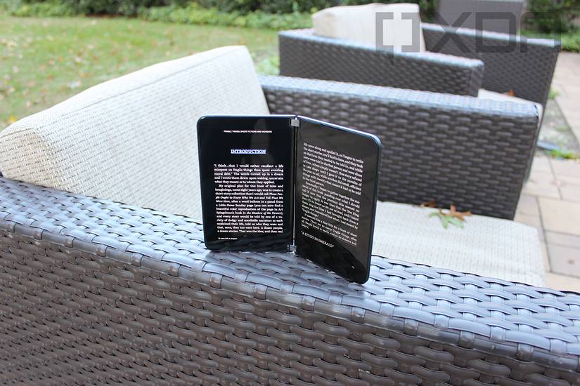 Surface Duo 2 open showing reading app