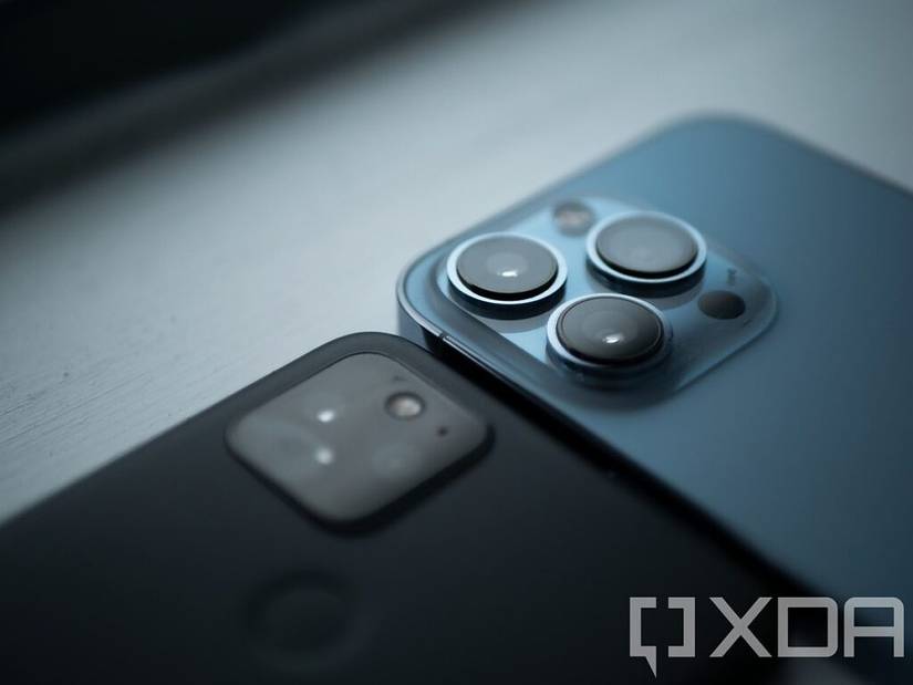 iPhone 13 Pro beside the Google Pixel 5