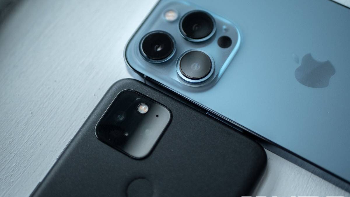 iPhone 13 Pro beside the Google Pixel 5