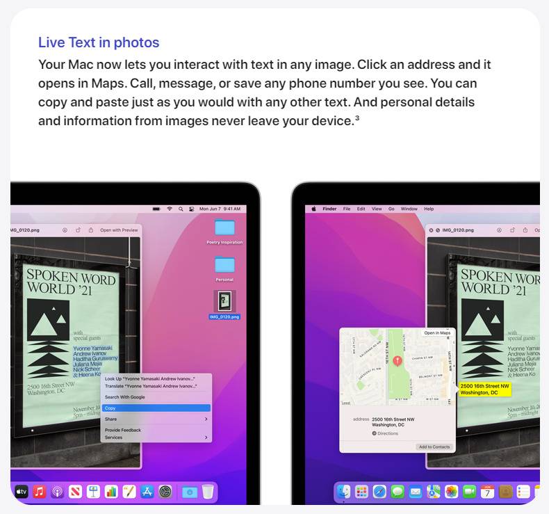 live text on macos 12 monterey
