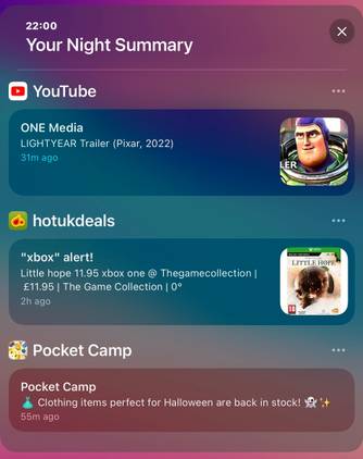 notification summary ios 15.2 2