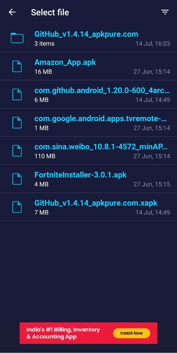 Send files to TV file list
