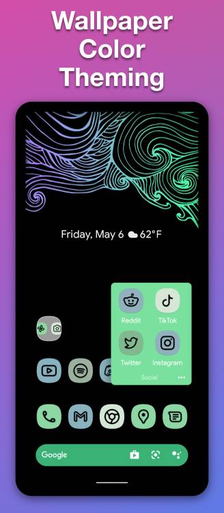 Action Launcher wallpaper color theming