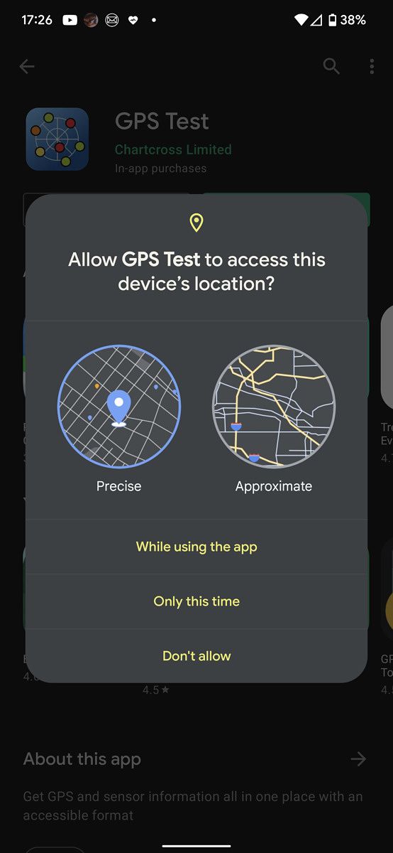 Android 12 precise location access request