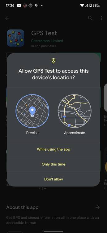 Android 12 precise location access request