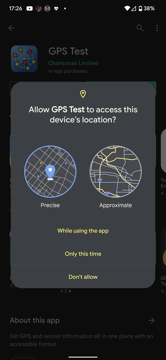 Android 12 precise location access request