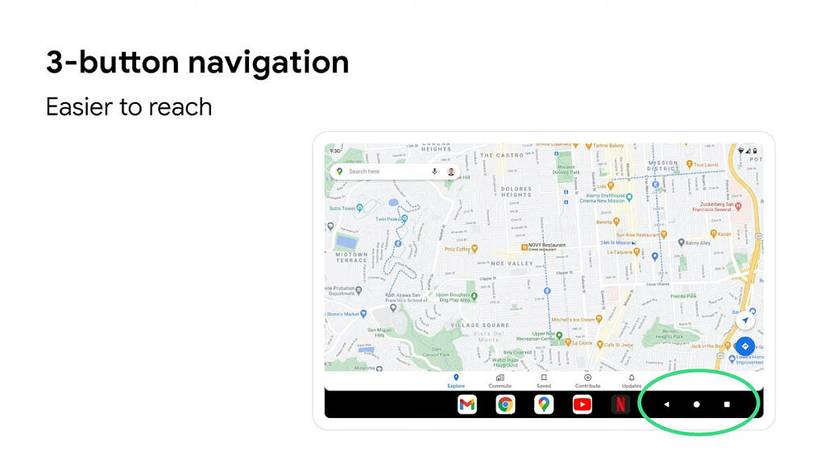 Android 12L 3-button navigation
