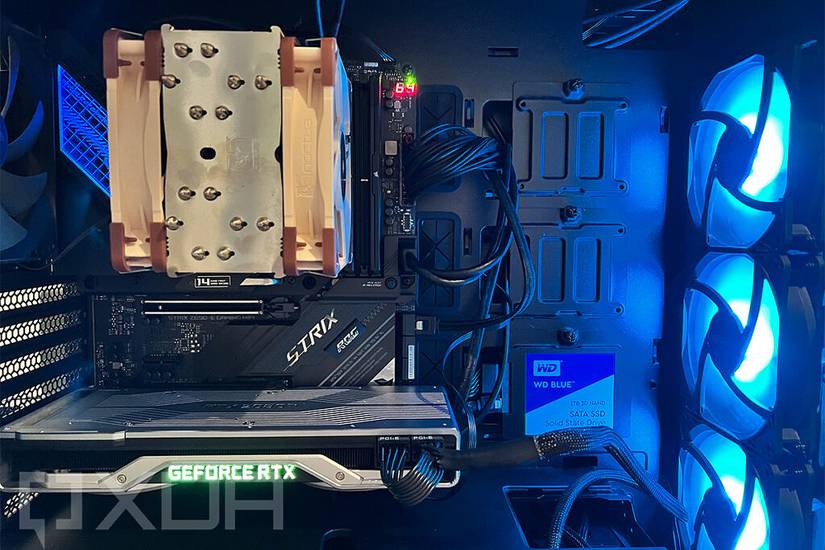 Insider of computer with LED lighting