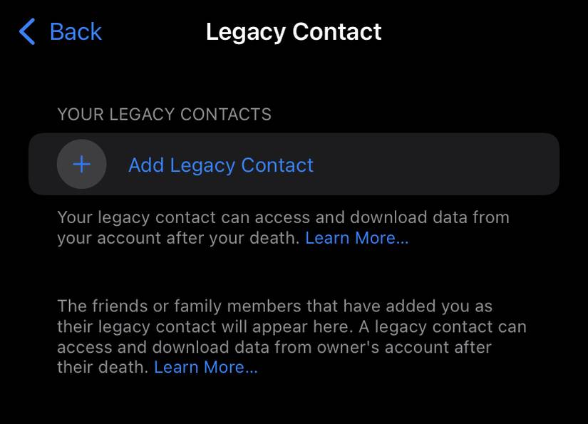 Legacy contact iOS 15.2 beta 2