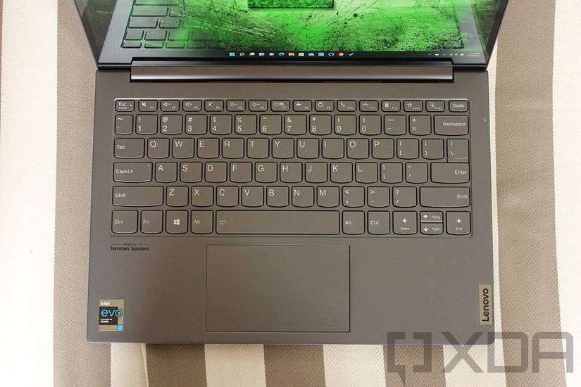 Top down view of Lenovo ThinkBook Plus keyboard