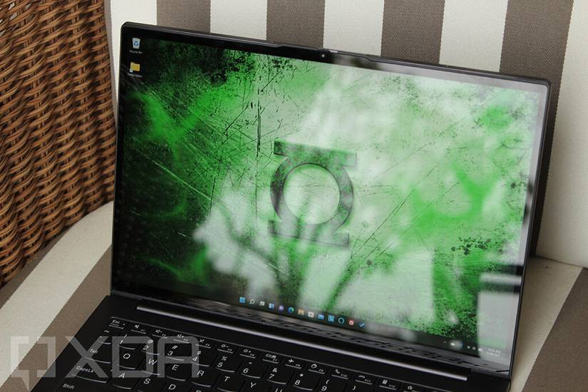 Angled view of Lenovo ThinkBook Plus screen