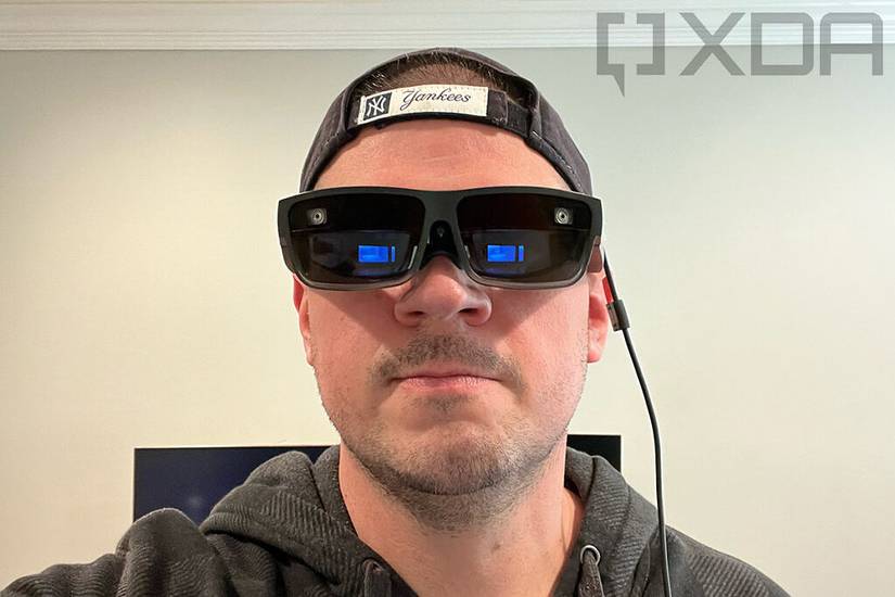 Man wearing Lenovo ThinkReality A3 headset