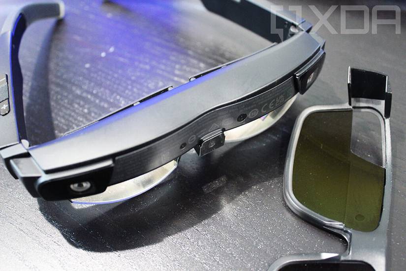 Lenovo ThinkReality A3 on desk with glasses detached