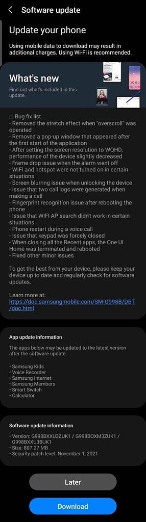 One UI 4 beta update prompt