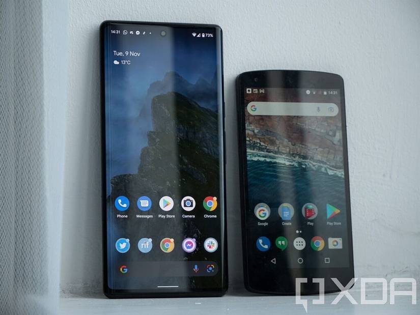 Pixel 6 Pro beside the Nexus 5