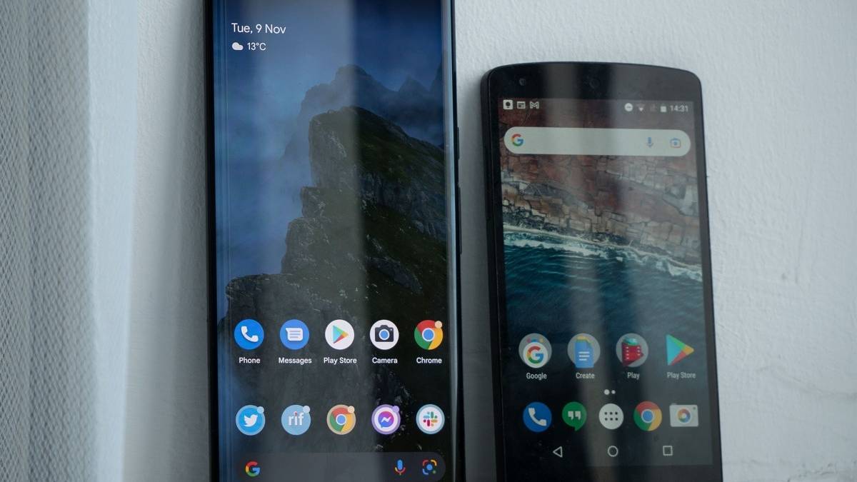 Pixel 6 Pro beside the Nexus 5