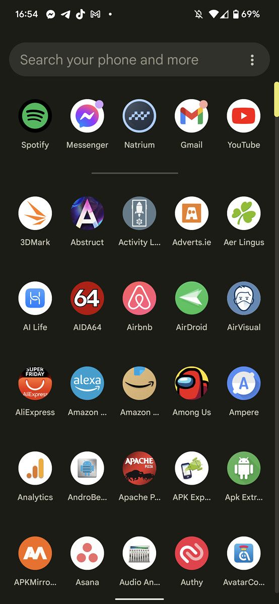 Pixel Launcher app drawer