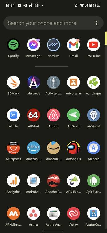 Pixel Launcher app drawer