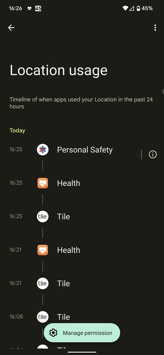 Privacy Dashboard in Android 12